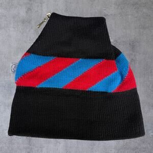 Vtg 80s 90s Igloos Wool Ski Beanie Top Clip Black Red Blue Gorpcore Utility Hat